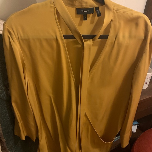 mustard yellow silk blouse